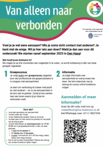 Flyer met tekst en qr code over onderzoek universiteit Leiden